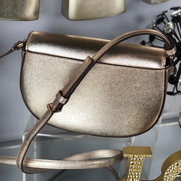 Kate Spade Reiley Metallic Blush Flap Crossbody - Picture 6 of 8